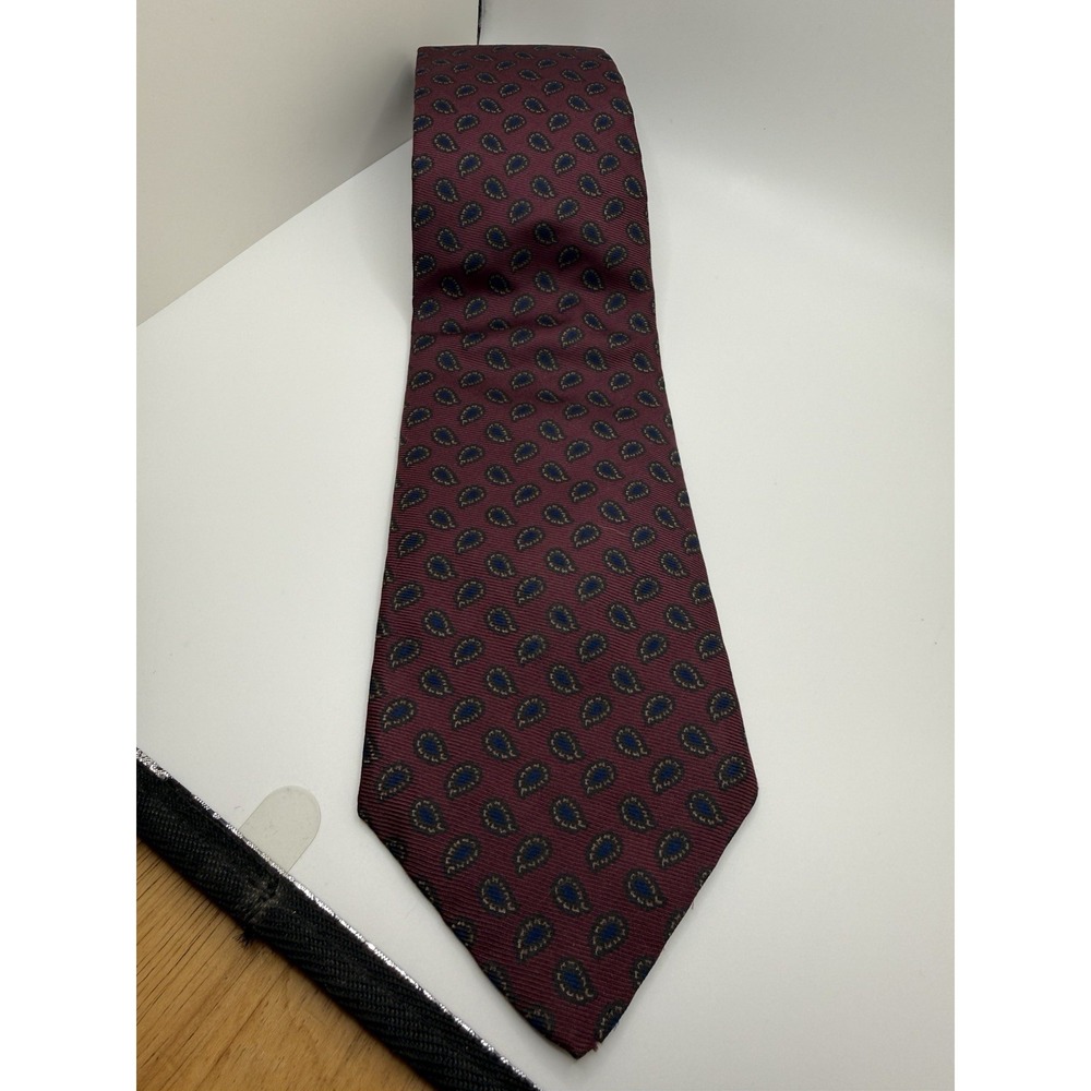 Vintage Robert Talbott Nordstrom Silk Tie Burgundy Paisley England USA 60"x3.5"